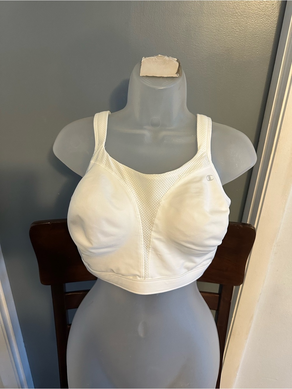Champion White Mesh-Panel High-Impact Sports Bra
